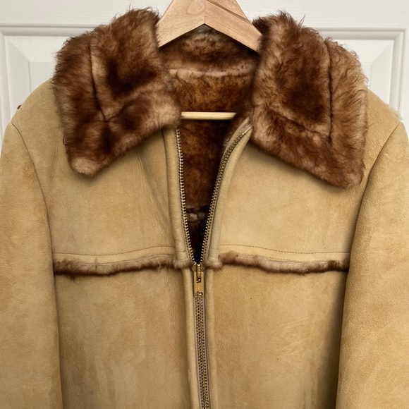 Pristine Vintage Stratojac Sheepskin Shearling Leather Jacket Sz 40 - Picture 4 of 16